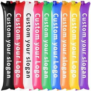 Personalized Inflatable Cheer Sticks with Single-Color Logo/Text/Image,10×60cm,100Pcs – Custom Thunder Sticks for Sports, Community Events, Festivals & Activities (1000 PCS)