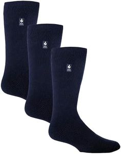 HEAT HOLDERS - 3 Pack Multipack Mens Insulated Thermal Socks for Winter (6-11, Navy)