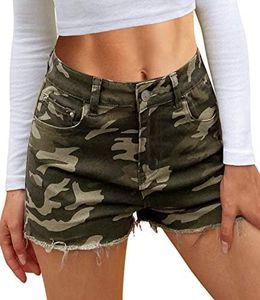 POTILI Womens Jean Shorts High Waisted Denim Short Ripped Frayed Casual Stretchy for Summer camo Shorts Women US 16