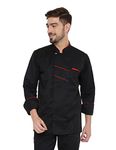 Associated Uniforms Designer Full sleeve Chef Coat (Chef Jacket - Smart Fit) (M-38, BLACK/RED)