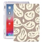 Idocolors Pad Case Cute Ghost Face Case for iPad Mini 5 White Anti-Scratch Shockproof with Pencil Holder Lightweight Smart Trifold Stand Cover(Model Number: A2133 A2124 A2126 A2125)