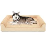 JOYELF Orthopedic Dog Bed for Extra Large Dogs, U-Shaped Foam Sofa Couch Bed, Durable Bolster Waterproof Pet Bed with Removable Washable Cover and Nonskid Bottom for dogs - Khaki