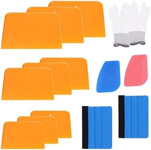 Tanstic 14Pcs Body Filler Spreaders Kit, 4 5 6 Inch Auto Body Filler Plastic Spreaders, Auto Body Spreader, Reusable Plastic Auto Spreader with Felt Squeegee Glove for Applying Fillers Putties Paint