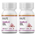 INLIFE Natural Garlic Oil Capsules for Heart Health and Immune Support for Men and Women - 60 Liquid Filled Capsules (2-Pack)