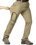 Jessie Kidden Hiking Pants Mens, Outdoor UPF 50+ Quick Dry Lightweight Zip Off Convertible Fishing Cargo Pants with Belt #818-Khaki,32