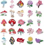 25 Pcs Flowers Mushroom Iron On Emb