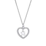 ZYAWP Heart Initial Necklace for Women Personalised Silver Necklace Letter M Name Pendant a Necklaces CZ Jewelry Message Card Gifts for Girls