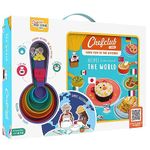 Chefclub Network Kids "Recipes From Around the World" Cookbook Set - Baking Kit Contains Cook Book Made for Young Chefs (English Version), 6 BPA-Free Plastic Measuring Cups, a World Map Poster