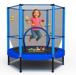 FK Sports 55" Rebounder Trampolines for Toddlers, Kids with Safety Enclosure Net, Bungee, Anti-Skid Pad & Steel Frame, Indoor & Outdoor Kids Trampoline - Mini Trampoline from Age 1 to 11 Childern