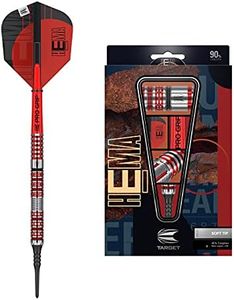 Target Darts Hema Jeu de fléchettes Unisexe à Pointe Souple 90 % tungstène, Rouge, Argent et Noir, 18 g