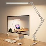 SKYLEO Desk Lamp - 80cm Desk Light - 5 Color Modes X 11 Brightness Levels - Adjustable Swing Arm - Timmer & Memory Function - 12W Study Lamp - White