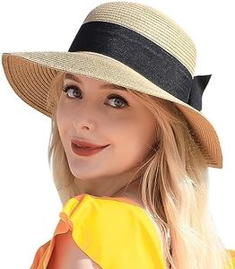 Pleneal Beach Hats for Women, Wide Brim Sun Straw Hat for Women UPF 50+ UV Sun Protection Sun Hat Foldable Roll up Cap, Khaki, Medium/One Size