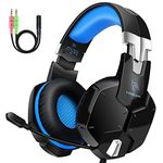 Gootoop Gaming Headset for PS4 Xbox One PC PS5,Over Ear Wired Gaming Headphones with Microphone Noise Cancelling,Flip-to-Mute,Bass Surround Sound,Lightweight,Soft Memory Earmuffs,Black Blue