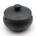 NIKONIKO Ceramic Ashtray with Lids, Windproof, Cigarette Ashtray for Indoor or Outdoor Use，Ash Holder for Smokers,Desktop Smoking Ash Tray for Home Office Decoration - Black