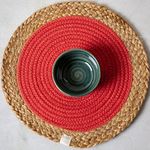 JASMEY HOMES Set of 2 Dining Table Mat 30cm Round Mat - Coral (Single Ring) | Used as Centre Table décor placemat/House Warming Gifts for New Home