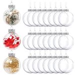 32 Pack 3.15 Inch Clear Plastic Fillable Ornament Balls, for DIY Craft Projects, Christmas, Wedding, Party, Home Decor