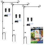 FEPITO 3 Pack Garden Flag Poles Metal Garden Flag Holder with Garden Flag Stopper and Anti-Wind Clip for Outdoor Decorative Flag Garden Lawn Yard Flag