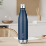 Borosil 1L Hydra Bolt Matte Blue Stainless Steel Water Bottle | Double Wall Vacuum Insulated Flask | 24 Hours Hot and Cold | Bottle for Office, Gym, School | 1 Year Warranty