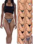 Sexy Basics Womens Buttery Soft String Bikini Briefs -Pack of 12, Multicolor, Small