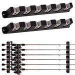 Dr.Fish 1 Pair Wall Mounted Fishing Rod Holder Rod Stand Fishing Rod Wall Horizontal Fishing Rod Pole Holder for Storing 6 Rods Complete with Accessories in Box