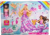 Barbie Dreamtopia Doll and Advent Calendar with 24 Surprises like Fairytale Accessories, Mermaid and Fairy Clothes, and Unicorn and Dragon Pets, HVK26