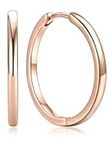 PROSTEEL Huggie Hoop Earrings for Women, Hypoallergenic 925 Sterling Silver Post Lightweight Small Sleeper Cartilage Earrings Tiny Hoops 20mm Rose Gold (With Gift Box)