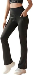 BLINKIN Flared Gym Pants for Women's Workout - The Ultimate Yoga Pants | Workout Lowers | Gym Track Pants for Women with Side Pockets (2049-Black,Size_M)