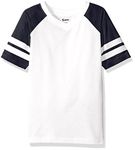 Soffe Girls' Big Retro Football Tee Jersey, White/Navy, X-Small