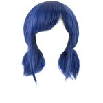 SiYi Short Blue Curly Synthetic Wigs with Pigtails Lolita Cosplay Full Wig with Bangs for Women