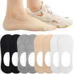 No Show Socks for Women, Invisible Liner Low Cut for Sneakers Non Slip Hidden Footies Loafers Chaussettes Femme 4 Pairs Size 5-8