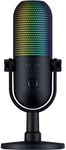 Razer Seiren V3 Chroma RGB USB Microphone: Stream & Game Reactive Lighting - Tap-to-Mute Sensor - Condenser Mic - Digital Gain Limiter & Shock Absorber - PC, Discord, OBS Studio, XSplit - Black