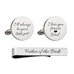 Kooer Personalized Engraved Cuff Links Tie Clip Set Custom Engrave Phrase Wedding Cufflinks Jewelry Gift for Father Dad Of all the Walks We've taken This one is my Favorite, medium 0.74 inches,