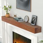 ROOMTEC Fireplace Mantel,60" Wood Floating Fireplace Shelves,Wall Mounted Wooden Display Shelving,Handcrafted Wood Brack,Natural Mantels Over Fireplace | 60" x 8" x 5"-Mahogany