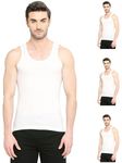 VIP® Bonus Classic Men Premium Cotton White Vest | Regular Fit | 100% Combed Cotton, Extended Length for Easy Tuck in - Pack of 4, 3XL/105 cm (White)