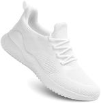 Kapsen Men's Non Slip Running Shoes Ultra Light Breathable Casual Walking Shoes Fashion Sneakers Mesh Workout Sports Shoes White