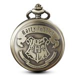 RV Mart Harry Potter Hogwarts Crest Antique Pocket Watch Vintage Metal Keychain Key Chain for Car Bikes Key Ring