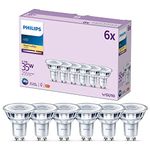 PHILIPS LED Classic Spot Light Bulb 6 Pack [Warm White 2700K - GU10] 35W, Non Dimmable. for Home Indoor Lighting.