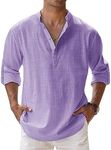 Men's Cotton Linen Henley Shirt Mal