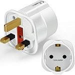 European to UK Plug Adapter, 1 Pack EU to UK Plug Adapter 2 Pin Plug Adaptor to 3 Pin for Travel Electronic Device - White