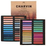 Charvin Artist Colored Chalk Pastels (Set of 48) - Water Soluble, Assorted Pastel Color Sticks for Wet, & Dry Painting