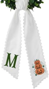 Morxy Custom Halloween Monogram Wreath Sash - Personalized Fall Door Decor
