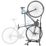 CyclingDeal Upright Bike Stand - Premium Quality Vertical & Horizontal Adjustable Bicycle Floor Parking Rack - Safe & Secure for Storing MTB Road Bikes in Garage or Home - for Wheels Sizes up to 29”