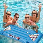 Gonetre Inflatable Pool Party Floating Raft Multifunctional Beer Pong Air Mattress Inflatable Beer Pong Table for Beach Swimming Pool Camping