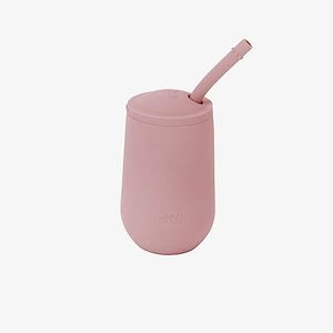 ezpz Happy Cup + Straw System - 24 months+ (Blush) - 100% Silicone Cup + Straw for Older Toddler + Preschoolers