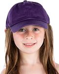 Funky Junque Kids Toddler Girl Boy Low Profile Washed Cotton Baseball Cap Hat, Purple (Ages 2-5), 2-5 Years