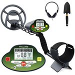 TECLUNG Metal Detector for Adults, Professional Higher Accuracy Gold Detector with LCD Display, 10" Waterproof Coil Metal Detectors, 5 Detection Modes, Advanced DSP Chip - Green