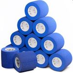 Inksafe Blue Self Adherent Cohesive Bandages 5cm x 4.5m Box of 12 - Uses Include Tattoo Grip Wrap, Vet Wrap, Tape for Wrist and Ankle Sprains