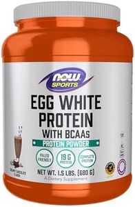 NOW Foods Sports Nutrition, Egg White Protein, 20 g With BCAAs, Creamy Chocolate Powder, 1.5-Pound