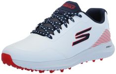 Skechers Men's Max 2 Arch Fit Waterproof Spikeless Golf Shoe Sneaker, White/Navy/Red, 9.5