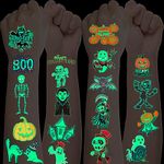 Halloween Luminous Tattoos for Kids,10 Sheets Glow Halloween Temporary Kids Tattoo,Halloween Makeup Tattoos Stickers for Boys Girls Halloween Cosplay Party Bag Fillers Trick or Treat Stuff Game Prize